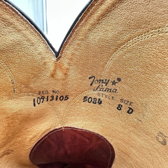 Tony Lama 5084 Men Size 8D Brown Marble Leather Pull On Western Cowboy Boot - Picture 10 of 13